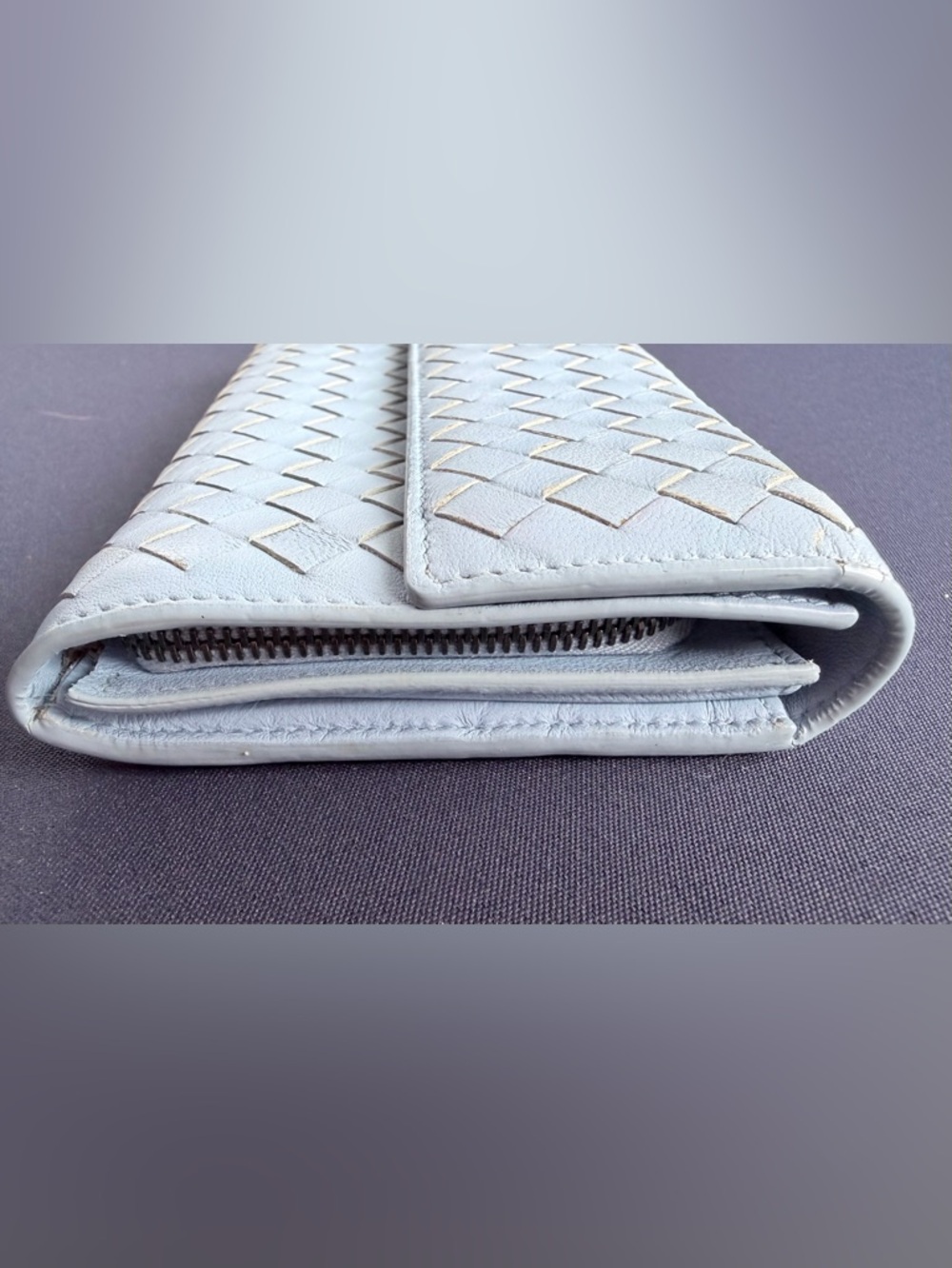 Bottega Veneta Light Blue Woven Clutch - Picture 6 of 12